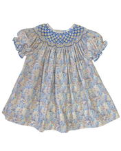 Load image into Gallery viewer, Blue &amp; Yellow Floral Emma Smocked Bishop Dress
