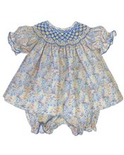 Load image into Gallery viewer, Blue &amp; Yellow Floral Emma Smocked Bloomer Set
