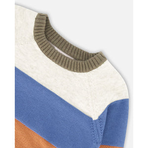 Color Block Raglan Sweater - Oatmeal