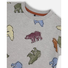 Load image into Gallery viewer, Printed Bear Jersey T-Shirt Grey Mix
