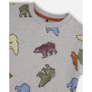 Printed Bear Jersey T-Shirt Grey Mix