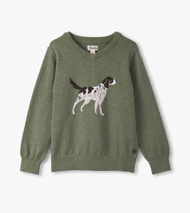 Hunting Dog Crew Neck Sweater- Green