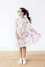 Load image into Gallery viewer, Field of Flowers 3/4 Sleeve Pocket Twirl Dress

