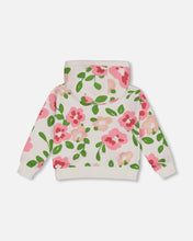 Load image into Gallery viewer, French Terry Cardigan w/ Hood- Huge Flowers
