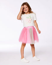 Load image into Gallery viewer, Pink Flower Tee w/ Puff Sleeves- White
