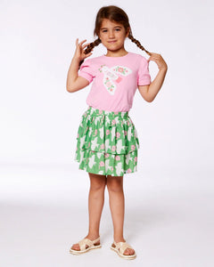 Bird Tee w/ Puff Sleeves- Candy Pink