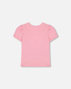 Bird Tee w/ Puff Sleeves- Candy Pink