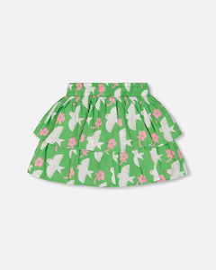 Tiered Bird Skort- Green