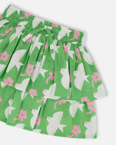 Tiered Bird Skort- Green