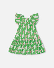 Load image into Gallery viewer, Bird Dress w/ Flounce Sleeves- Green
