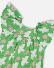 Load image into Gallery viewer, Bird Dress w/ Flounce Sleeves- Green
