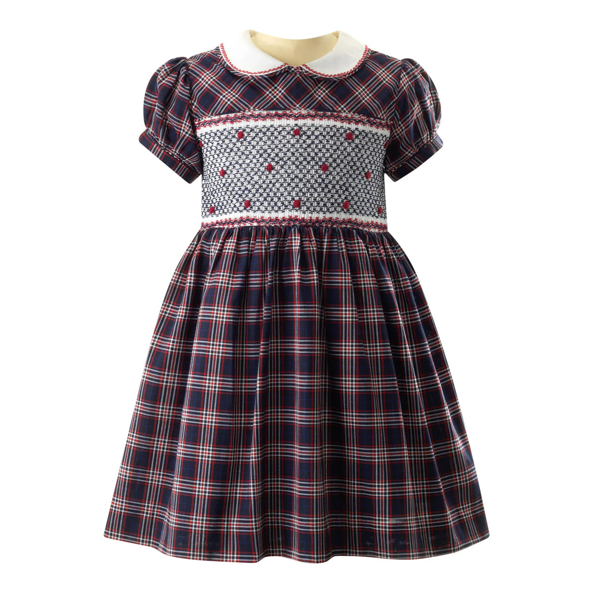 white christmas dresses Christmas Plaid Smocked Dress 0-3 main image 1
