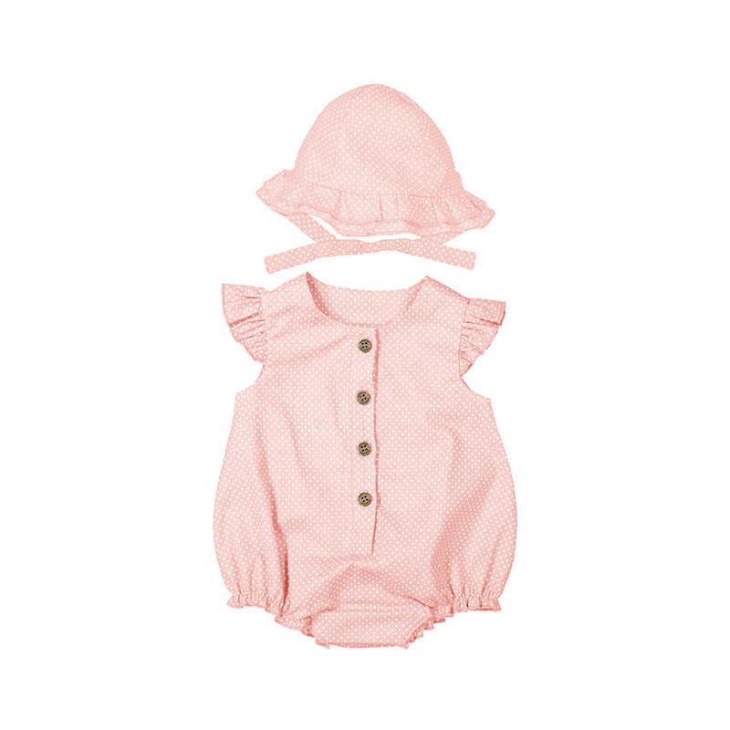 Polka Dot Bubble & Hat Set in Rosa Baby