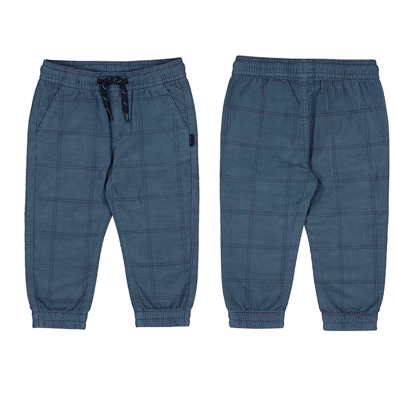 Plaid Corduroy Trousers- Dark Artic Blue