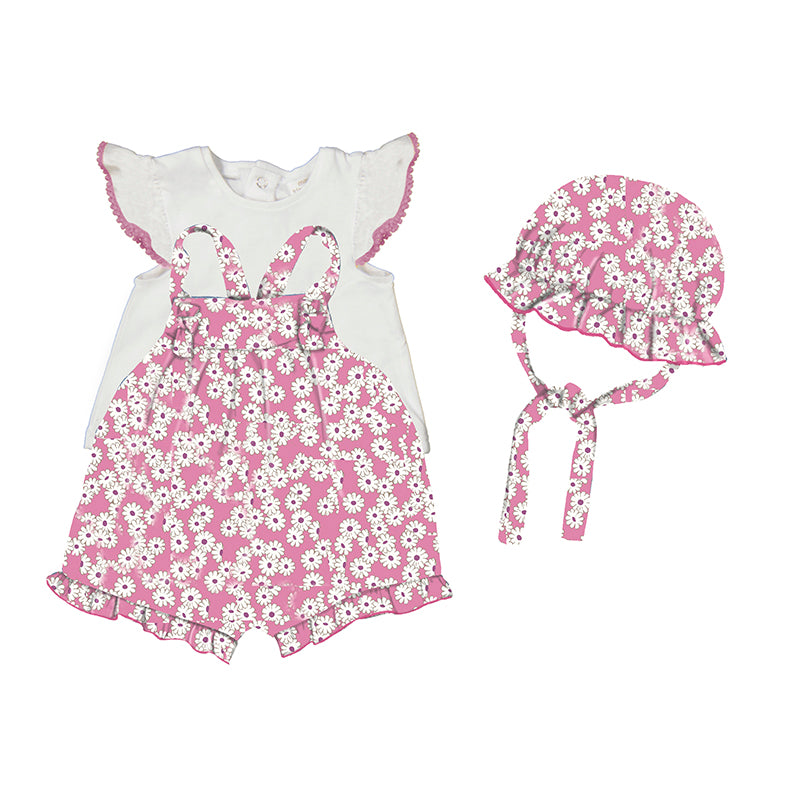 Mary Kate & Ashley Dungaree Short Set in Juicy Pink