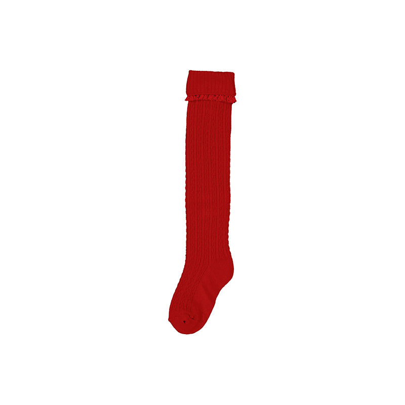 Ribbed Knee Socks - Red