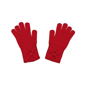 Knit Bow Gloves- Red