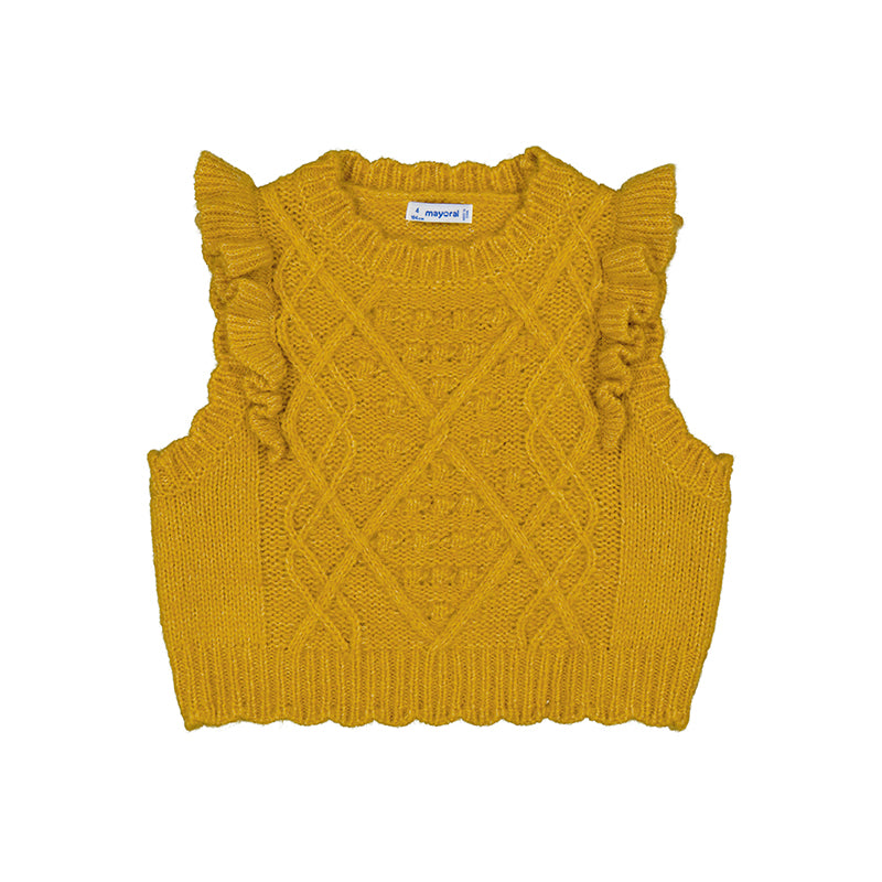 Knitted Sweater Vest - Mustard