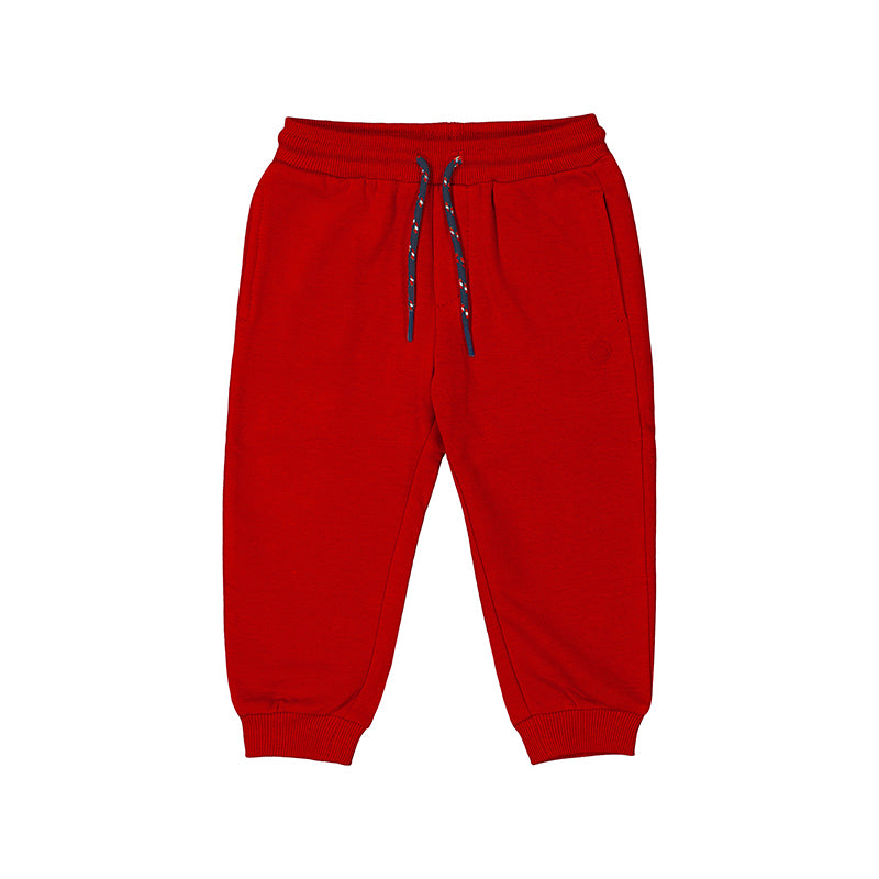 Basic Cuffed Fleece Trouser- Red