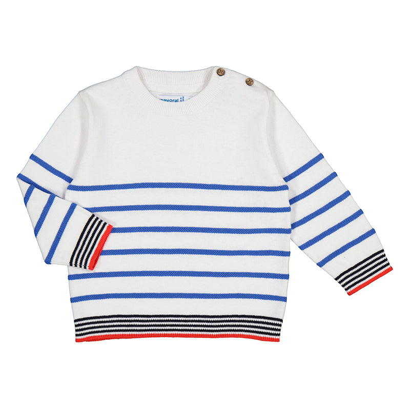 Stripes Sweater in Off White & Blue