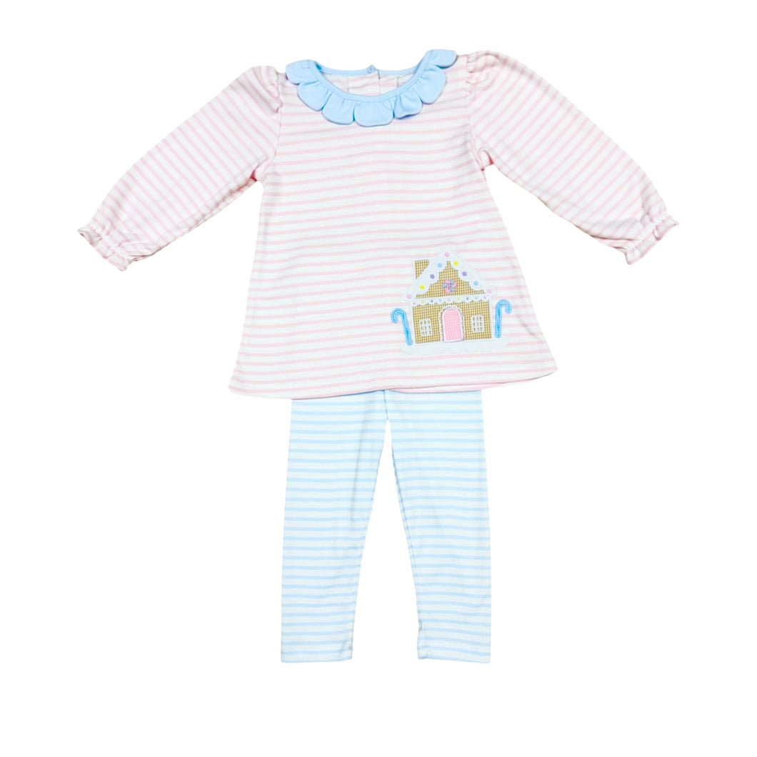 Gingerbread Reagan Legging Set- Pink Stripe