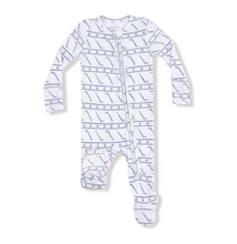 Load image into Gallery viewer, Golf Club 2-Way Zipper Footie- White/Navy
