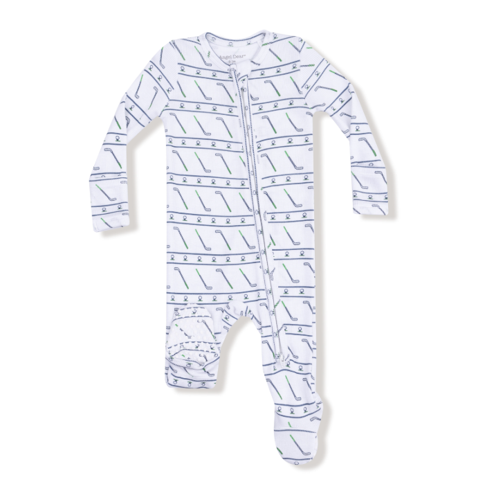 Golf Club 2-Way Zipper Footie- White/Navy