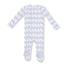 Load image into Gallery viewer, Golf Club 2-Way Zipper Footie- White/Navy
