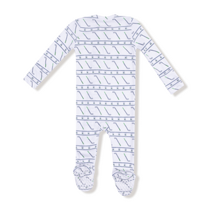 Golf Club 2-Way Zipper Footie- White/Navy