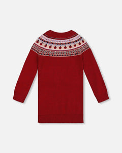 Apple Knit LS Dress & Navy Tights Set