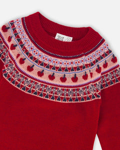 Apple Knit LS Dress & Navy Tights Set