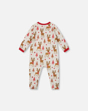Load image into Gallery viewer, Girly Reindeer Zip Pajama- Beige
