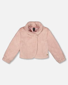Top w/ Faux Fur Jacket, Skirt & Purse Set- Silver Pink