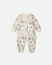 Load image into Gallery viewer, Zebra Jungle Print Zip Footie
