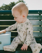 Load image into Gallery viewer, Zebra Jungle Print Zip Footie
