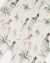 Load image into Gallery viewer, Zebra Jungle Print Zip Footie
