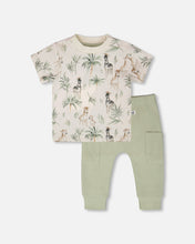 Load image into Gallery viewer, Zebra Jungle Print Tee &amp; Pant Set
