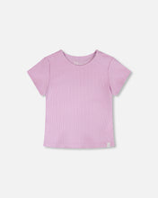 Load image into Gallery viewer, Flowers Print Purple Crinkle Jersey Tee
