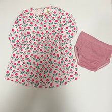 Load image into Gallery viewer, Flower Dress &amp; Diaper Cover Set - Raspberry
