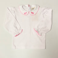 Horse Sil LS Polka Dot Blouse - Wht / Lt. Bgum