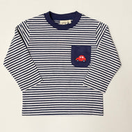 Car Pocket Applique Shirt - Dk Royal / Wht