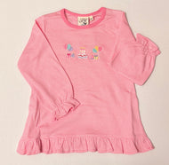 Stripped Pink Ruffle Swing Top- Birthday Applique