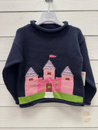 Castle & Flowers Roll Neck Sweater- Twilight