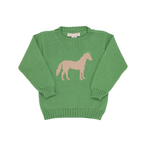 Isaac's Intarsia Sweater- Grenada Green/Horse