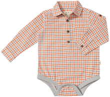 Load image into Gallery viewer, Jasper Woven Onesie- Orange Plaid
