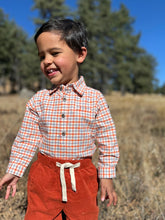 Load image into Gallery viewer, Jasper Woven Onesie- Orange Plaid
