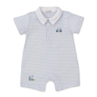 Fairway Foursome Short Playsuit- Blue Stripe