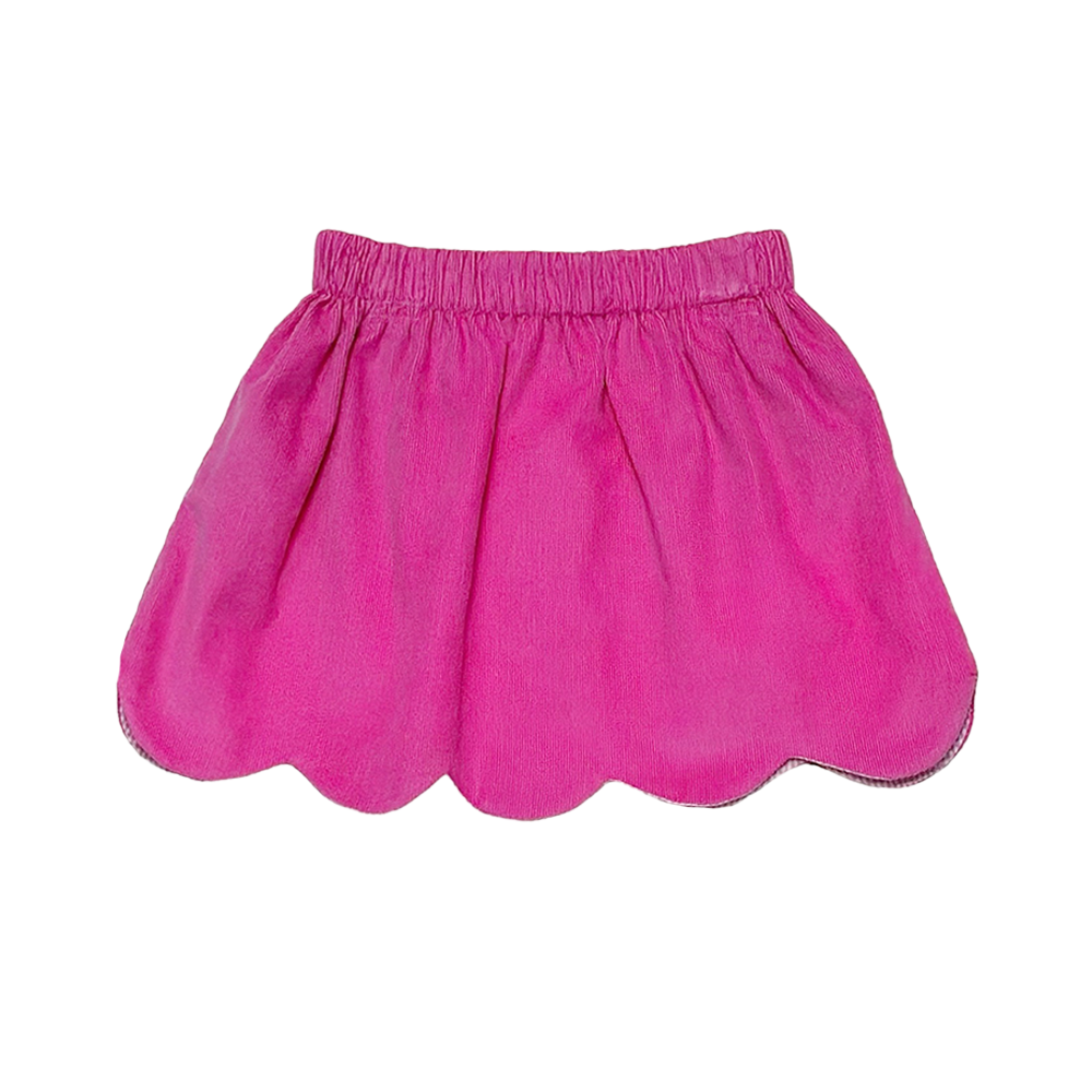 Kendall Reversible Skirt in Hot Pink Cord/ Pink Gingham