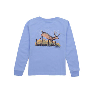 Jumping Buck Long Sleeve Logo Tee - Light Blue