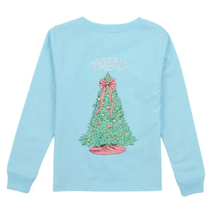Merry & Bright Logo Tee LS- Powder Blue